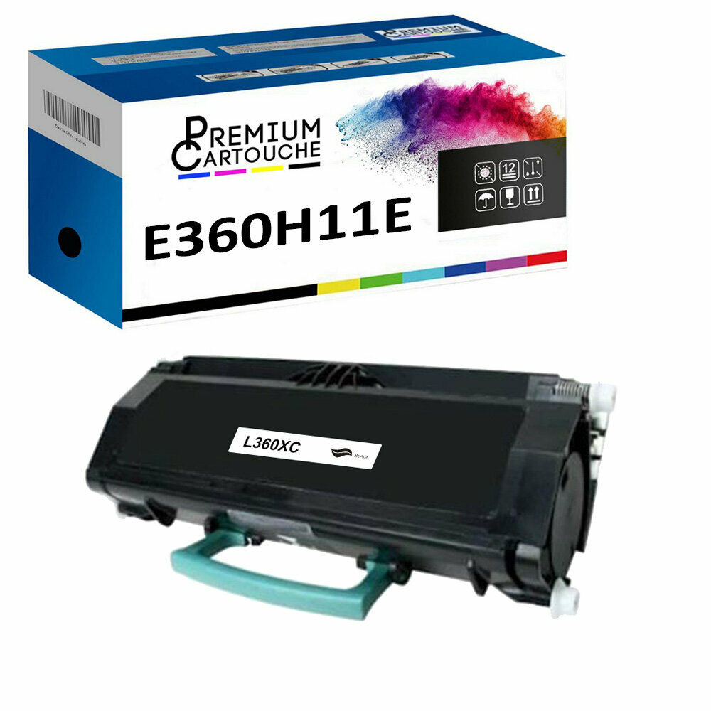 Cartouche toner E360H11E compatible Lexmark noir pour imprimante laser
