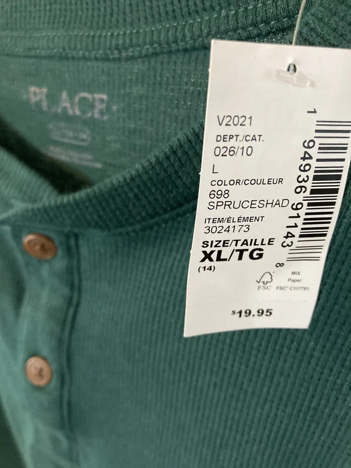 Camisa Térmica Children’s Place Juvenil XL 2 Botones Algodón Mezcla Poli Nueva Con Etiqueta Foto 2 de 4