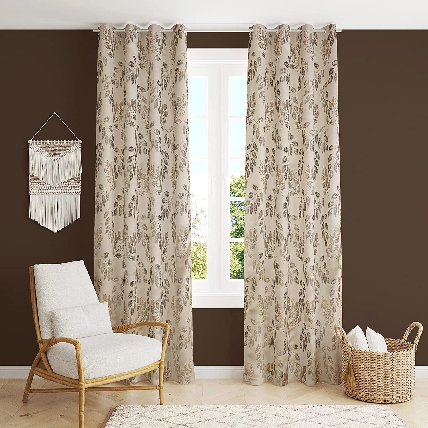 Poliéster Cortinas para Puerta 2.1m Largo con Ojal Anillo Paquete De 2 PC Gris