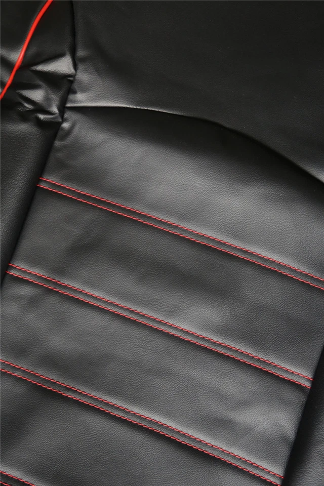 2 fundas de asiento de coche delanteras de cuero PU negro/rojo para accesorio de asiento de cubo con respaldo alto Foto 4 de 4