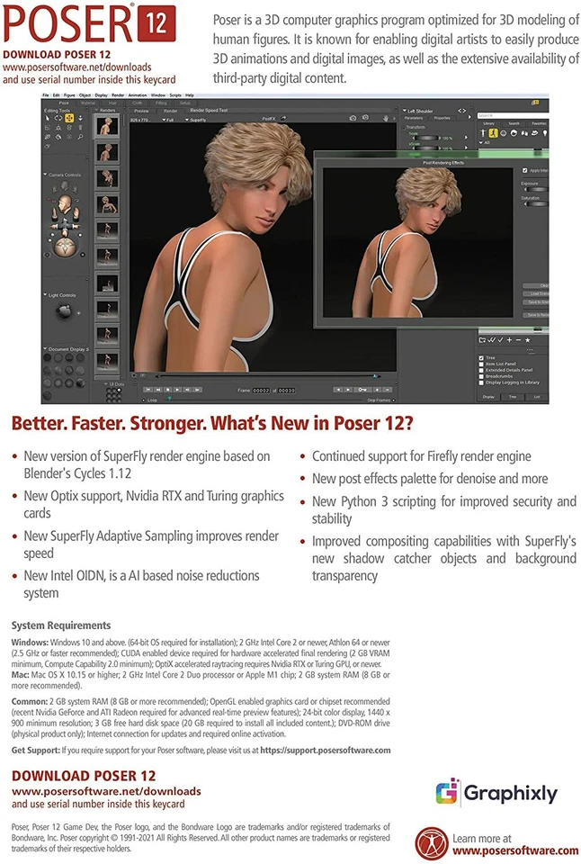 Poser 12 - 3D Rendering & Animation Software for PC and Mac, Keycard - Image 2 of 4