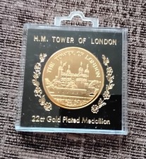 Large Vintage H.M. Tower of London Medallion Gold Plated Coin Sale