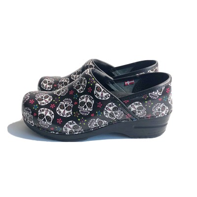 sanita sugar skull clogs