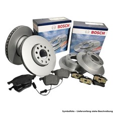 BOSCH BREMSSCHEIBEN + BELÄGE VORNE + HINTEN passend für VW GOLF 5 6 AUDI A3 LEON