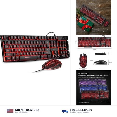 Rii Gaming Keyboard and Mouse Set, 3-LED Backlit Mechanical Feel Business Off...