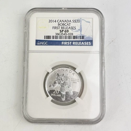 2014 Canada Silver Bobcat $20 SP69 NGC Graded First Releases