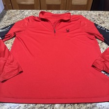 Spyder 1/4 Zip Pull Over Men s Medium Red Lon...