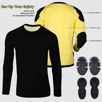 Motorcycle Full Kevlar Lined T-shirt Motorbike | CE Level 1 Armor | All season