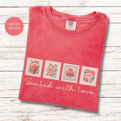 Womens Floral Postage Stamps Comfort Tee Soft Relaxed Fit Gift