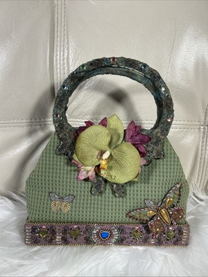 Mary Frances Bag Butterfly Vintage 1985 Orchid Handbag Tiny Mini Small Green