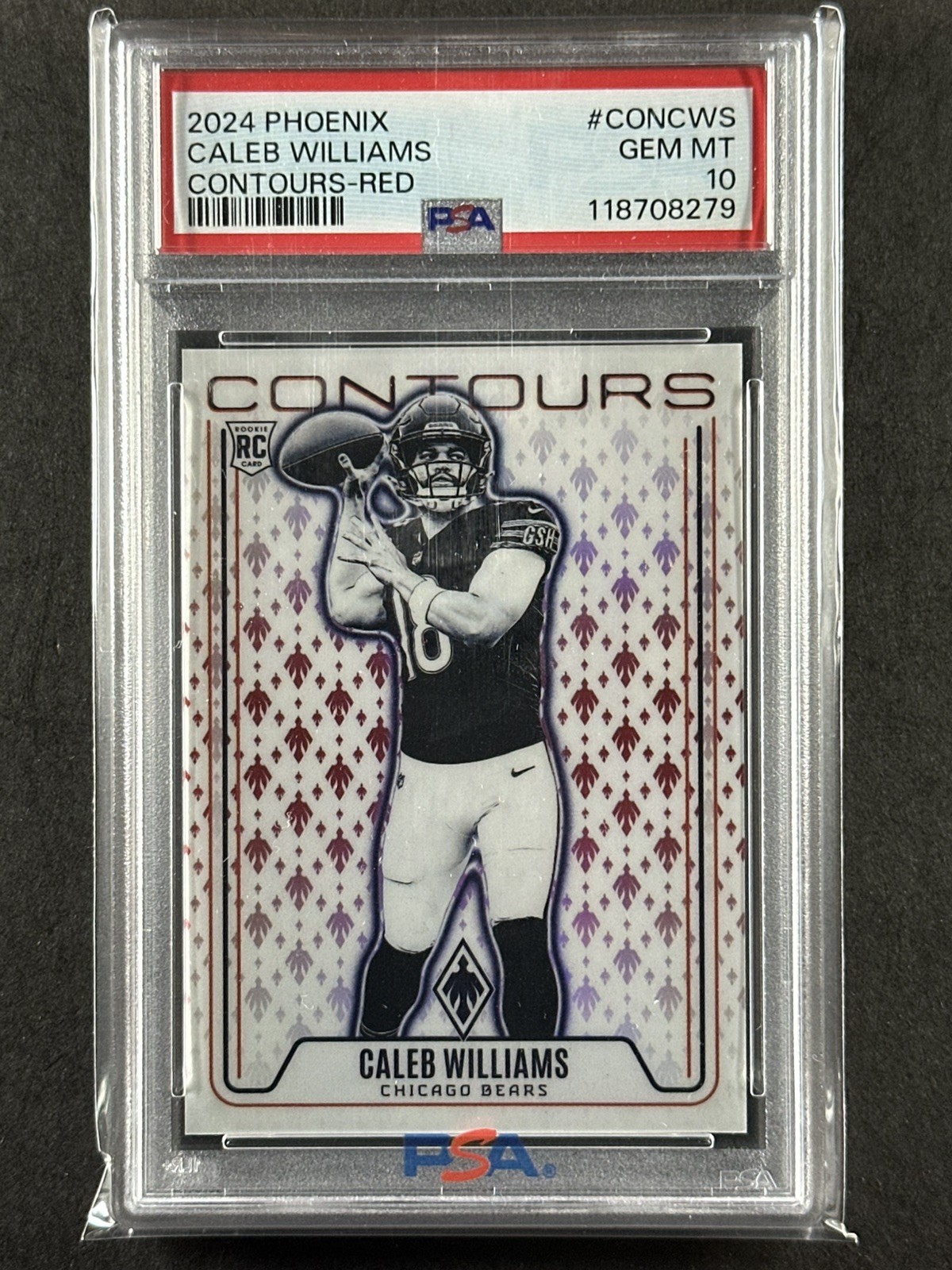 2024 Panini Phoenix Contours Red CALEB WILLIAMS #CON-CWS /99 (RC) PSA 10 Bears