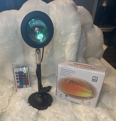 LED USB Sunset Lamp Remote Control Color Changing Adjustable Angle Black