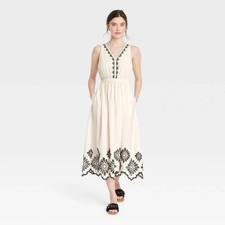 Women's Eyelet Maxi Sundress - Universal Thread Cream S 100 Cotton