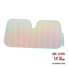 Front Windshield Sunshade-Accordion Folding Auto Shade Iridescent Matte White