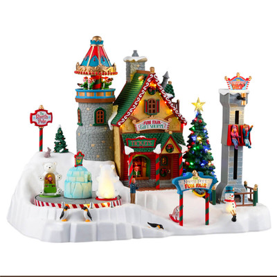 Animierte Lemax NORTH POLE KIRMES/Sehen & Sound Box Ecke etwas zerknittert
