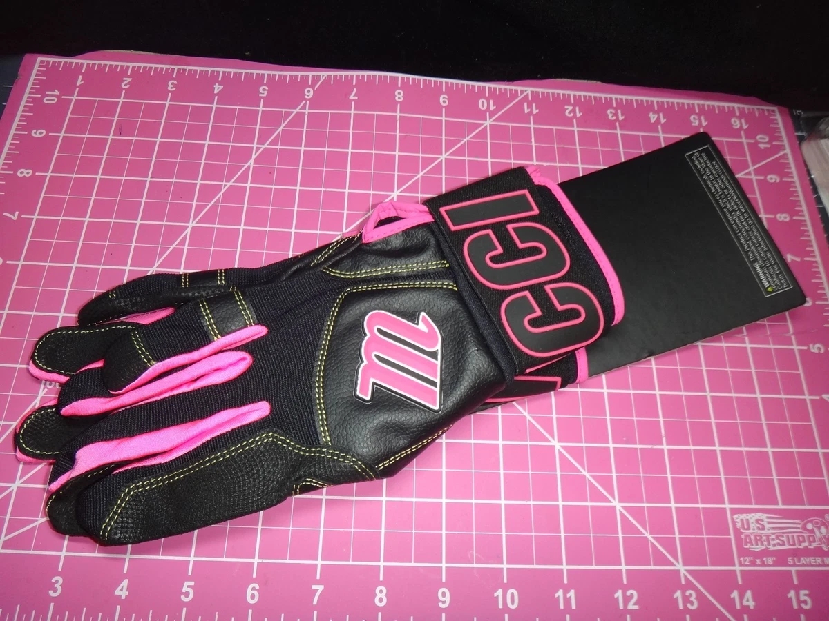 Guantes de bateo de béisbol/softbol Marucci Blacksmith para adultos MBG2BKSM NEGRO/ROSA XL