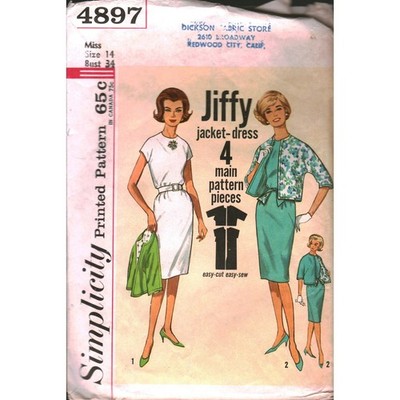 Vintage 1960s Simplicity 4897 Jiffy Dress and Reversible Jacket