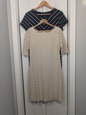 Banana Republic Women's Size 10 Lot Of 2 Dresses Black Tan Beige Knee Length