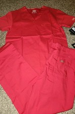 Dickies Medical Scrub Pants Top Set XSmall Red NEW