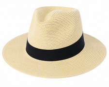 Mens Ladies Fedora Crushable Straw Panama Style Sun Hat Summer Hat 6 Sizes 57-62
