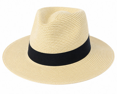 Herren Damen Fedora knautschbarer Stroh Panama Stil Sonnenhut Sommerhut 6 Größen 57-62