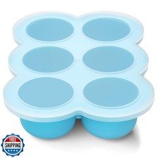 btrfe Baby Food Freezer Tray with Lid, 6 x 3 Ounce Silicone Freezer Molds Sto