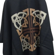 Shawl with Celtic Motif - Black/Camel