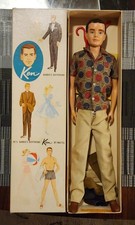 1960s MATTEL FLOCKED HAIR KEN DOLL w OUTFIT IN ORIGINAL BOX