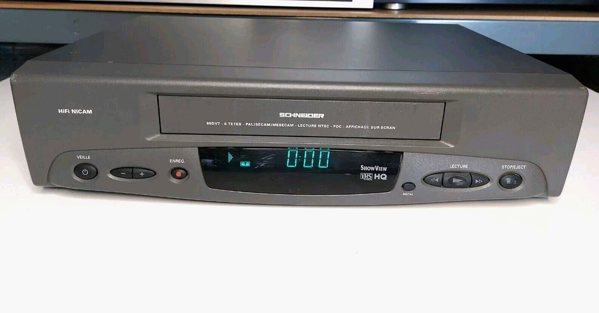 Magnétoscope VHS Schneider 65DV7 – Fonctionnel – Bon état – Allemand – Sans Télécommande