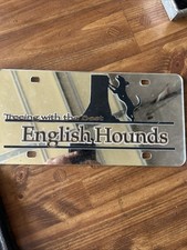 VTG English Hounds Mirrored License Plate Coon Hunting Treeing Outdoors  Rare