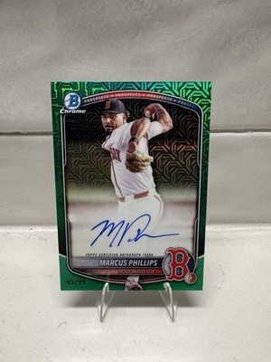 2025 Bowman Draft Marcus Phillips Green Mojo Auto /99 #BMA-MP Red Sox