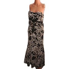 Vintage XSCAPE  Mermaid Gown Y2K Strapless Size 10 Black White
