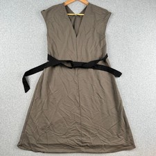 Zara Dress Womens S Brown V-Neck Sleeveless Belted A-Line Casual Viscose Blend