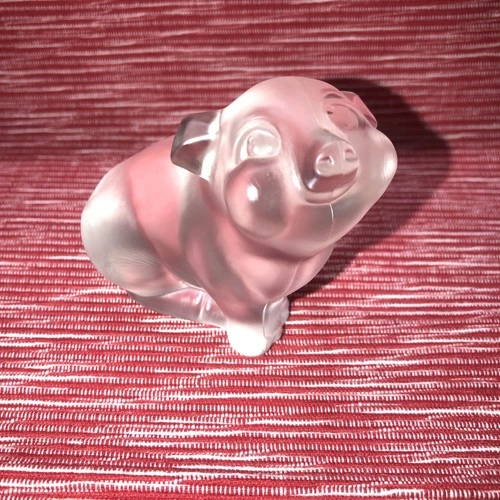 Fenton Clear Glass Pig Figurine 3” Handmade in USA Vintage Animal Iridescent