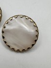 Vintage Sarah Coventry Gold Tone Round Button Mother Of Pearl Clip On Earrings — photo 2