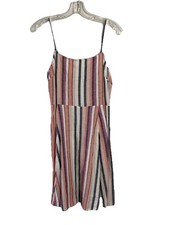 Gap Linen Blend Fit & Flare Mini Cami Dress sz M NWT Stripe Beach festival Boho