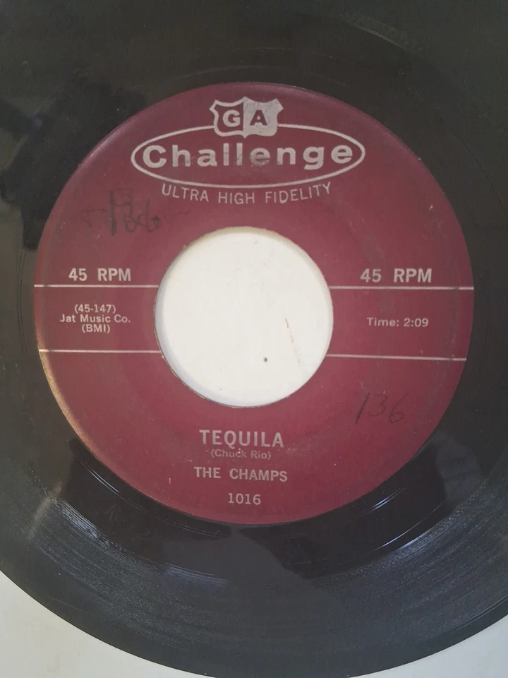 45 RPM 1960's Instrumental The Champs Tequila/Train to Nowhere Challenge  VG - Image 2 of 4