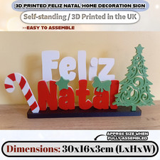 FELIZ NATAL 3D Printed Christmas Decoration Set Easy Assembly Self-Standing Sign