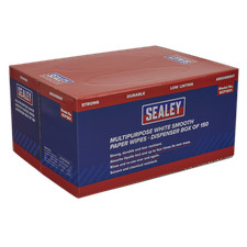 Image of Sealey Multipurpose Paper Wipes in Dispenser Box Smooth White 150 Sheets SCP1501