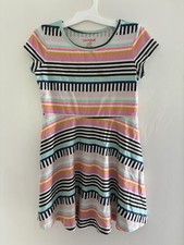 Cat  Jack Kids Girls Colorful Striped Cotton Short Sleeve Swing Dress Multi S