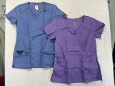 Women s XS Solid V-Neck Medical Scrub Top. Blue Dickies And Purple Adar