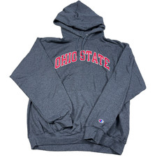 Vintage Y2K Ohio State Buckeyes Hoodie Adult Large Gray Sweatshirt Champion Sewn
