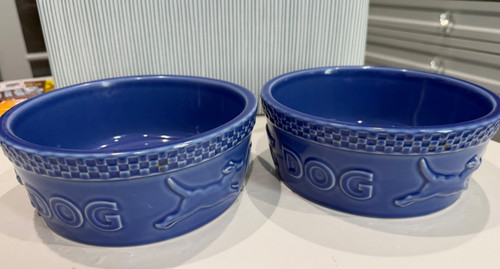 Longaberger Mulligan Dog Bowls Set of 2 Large