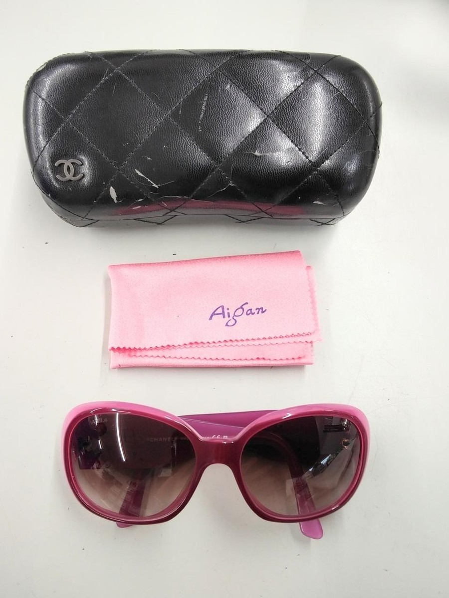 CHANEL Camellia Sunglasses Eyewear Shades Pink Plastic Frame Italy