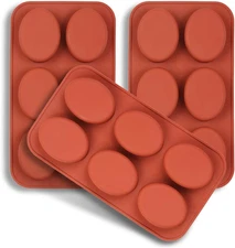 6-Cavity Oval Silicone Mold, 3 Packs Oval Molds for Making Handmade Soap, Chocol