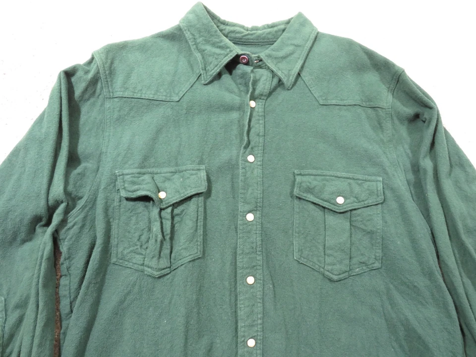 Vtg Moose Creek Shirt Mens XL Green Chamois Cloth Flannel Button Down - Image 3 of 4