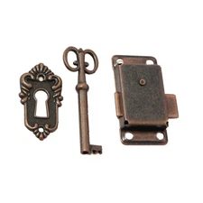 Furniture Cabinet Door Lock Set W/ Key Antique Drawer Wardrobe Lock Decoration,