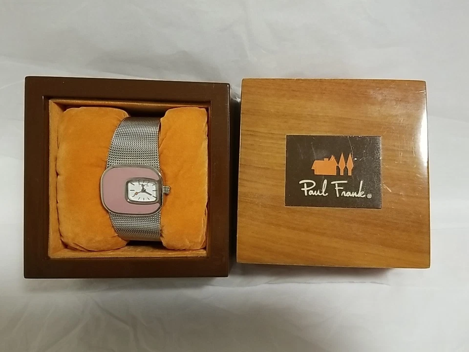 Reloj Paul Frank Lulu Vintage 2007 Rosa Esmalte Malla Banda Con Caja Y Etiqueta Foto 2 de 4