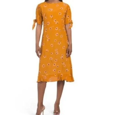 Faithfull The Brand Emilia Midi Dress Floral Short Sleeve Size 8