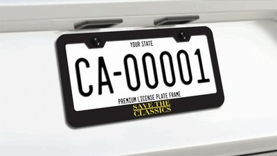 Save The Classics License Plate Frame Black Metal - Retro Unique Vintage Car USA